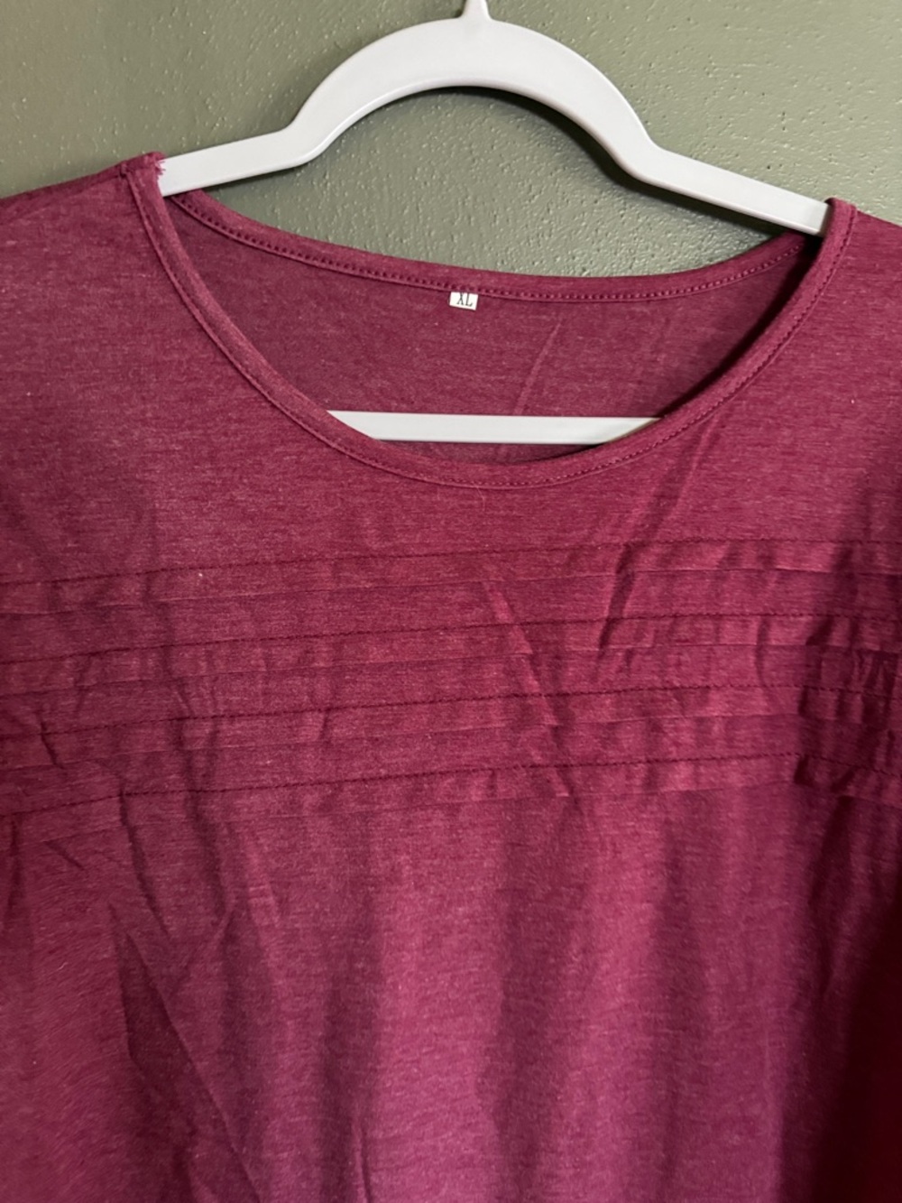 Women's Long-Sleeve Pintuck Jersey Top - Berry - Picture 2 of 3
